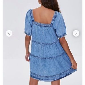 Puff sleeve denim dress. Free people look alike